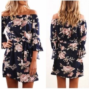 NWOT Boutique Navy Floral Dress, Women's size M